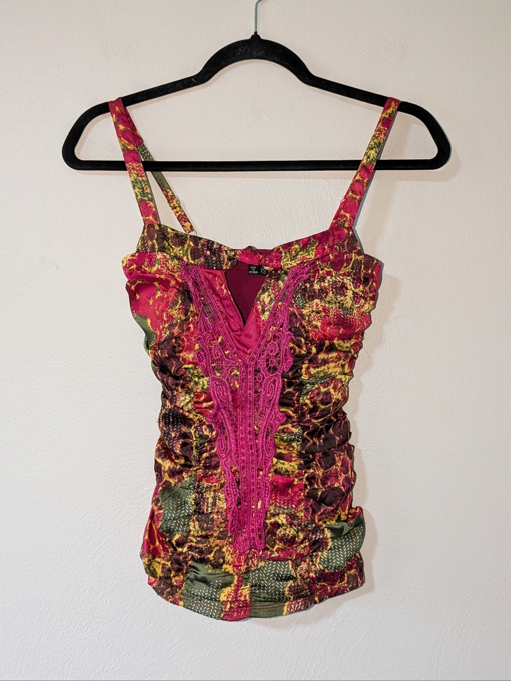 XS XOXO Pink Floral Lace-Trim Cami Tank Top